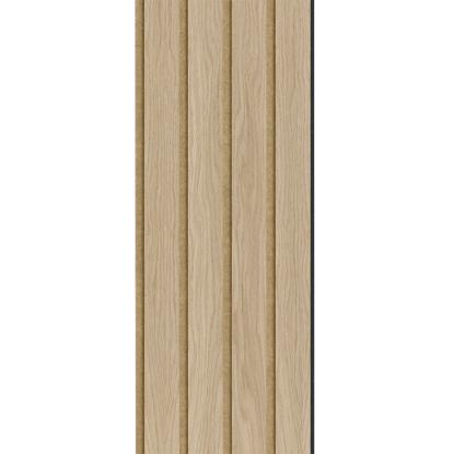 I-Wood Basic 4-lamel akustikpanel, hvid olieret, brun filt og sort kerne, egefiner, 17 x 300 mm 