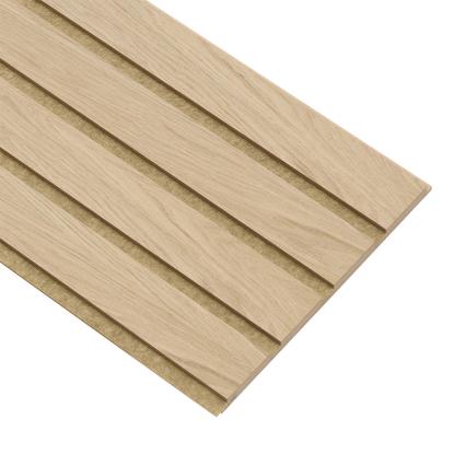 I-Wood Basic 4-lamel akustikpanel, hvid olieret, brun filt og lys kerne, egefiner, 16 x 300 mm 