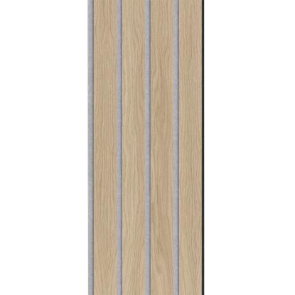 I-Wood Basic 4-lamel akustikpanel, hvid olieret, grå filt og sort kerne, egefiner, 17 x 300 mm 