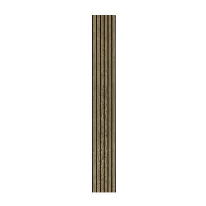 I-Wood Medio+ Original akustikpanel, mørkebrun olieret, sort filt og sort kerne, egefiner, 17 x 300 mm