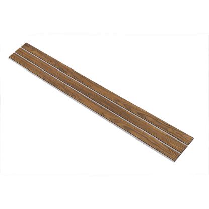 I-Wood Basic 3-lamel akustikpanel, klar olieret, grå filt og sort kerne, valnøddefiner, 17 x 300 mm 