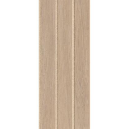 I-Wood Medio+ 3-lamel akustikpanel, ubehandlet natur, beige filt og lys kerne, egefiner, 16 x 300 mm