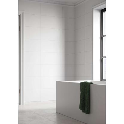 Fibo Colour vådrumspanel med 60 x 30 cm fliselook, 10 x 600 x 2400 mm, white silk