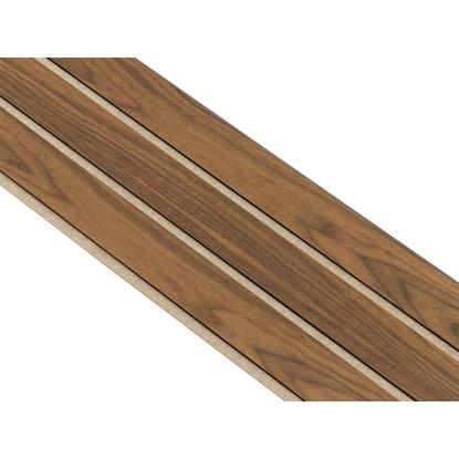I-Wood Medio+ 3-lamel akustikpanel, klar olieret, beige filt og sort kerne, valnøddefiner, 17 x 300 mm