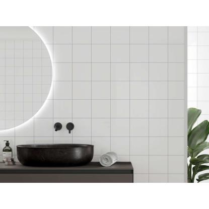 Fibo Colour vådrumspanel med 15 x 15 cm fliselook, 10 x 600 x 2400 mm, denver white high gloss