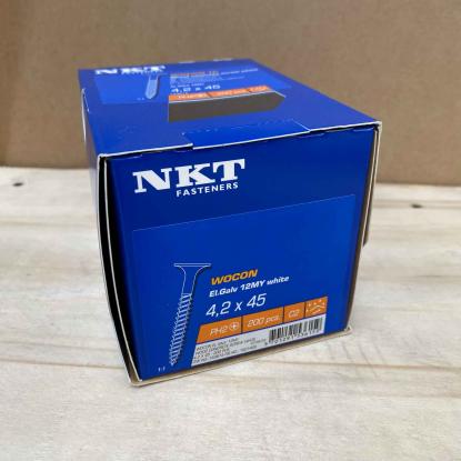NKT træbetonskrue, hvid, 4,2 x 45 mm - 200 stk/pk.