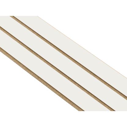 I-Wood Basic 3-lamel akustikpanel, hvidmalet, brun filt og lys kerne, folie, 16 x 300 mm 