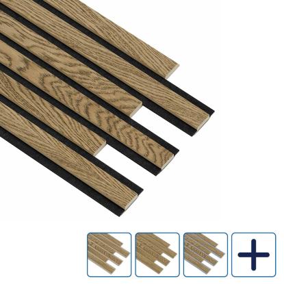 I-Wood Pro+ I-Lock Original akustikpanel, mørkebrun olieret, lys kerne, egefiner, 16 x 300 x 2400 mm