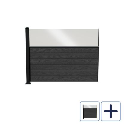 Wimex Fur Classic hegnsfag med glas og V-profil, pulverlakeret stolpe med fod, koksgrå 189,3 cm bred