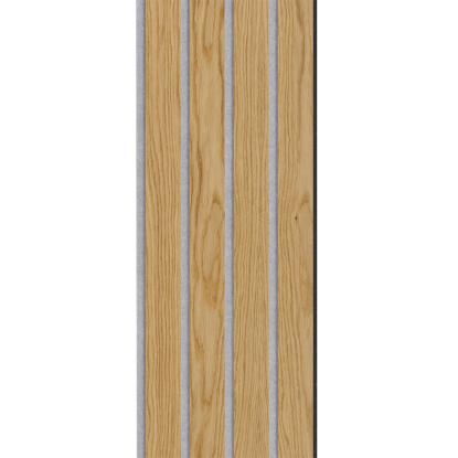 I-Wood Medio+ 4-lamel akustikpanel, klar olieret, grå filt og sort kerne, egefiner, 17 x 300 mm