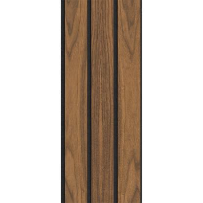 I-Wood Basic 3-lamel akustikpanel, klar olieret, sort filt og sort kerne, valnøddefiner, 17 x 300 mm 