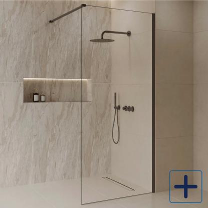 Best Design Dalis brusevæg, gunmetal/klart glas