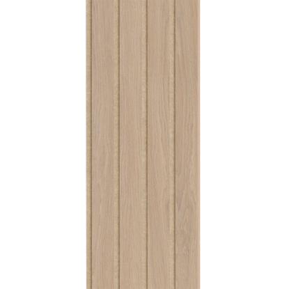 I-Wood Medio+ 4-lamel akustikpanel, ubehandlet natur, beige filt og lys kerne, egefiner, 16 x 300 mm