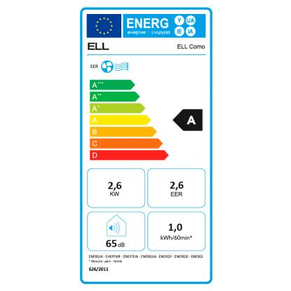 ELL Como mobil aircondition med Wi-Fi, 2,6 kW, dark, 23 m²