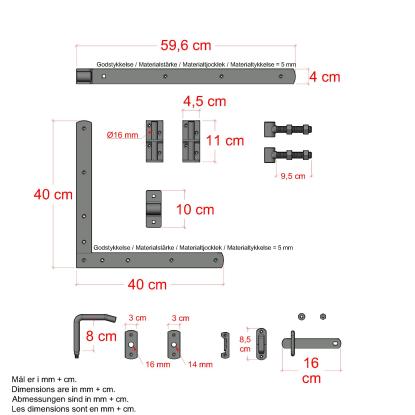 PLUS Country enkeltlåge inkl. sorte beslag, sort, 98 cm