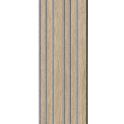 I-Wood Medio+ Mixed akustikpanel, hvid olieret, grå filt og sort kerne, egefiner, 17 x 300 mm