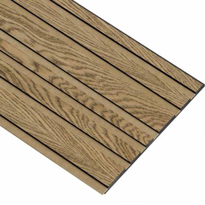 I-Wood Medio+ Mixed akustikpanel, mørkebrun olieret, brun filt og sort kerne, egefiner, 17 x 300 mm