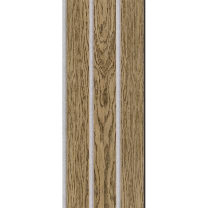 I-Wood Basic 3-lamel akustikpanel, mørkebrun olieret, grå filt og sort kerne, egefiner, 17 x 300 mm 