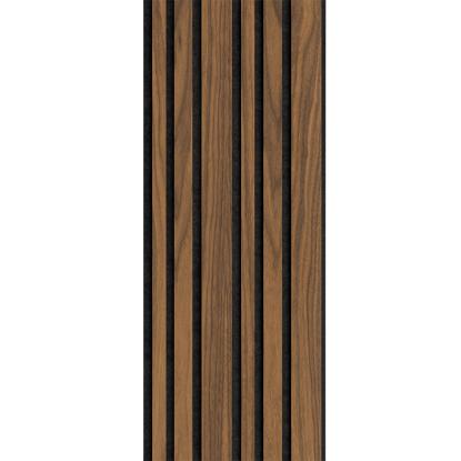 I-Wood Basic Mixed akustikpanel, klar olieret, sort filt og sort kerne, valnøddefiner, 17 x 300 mm 