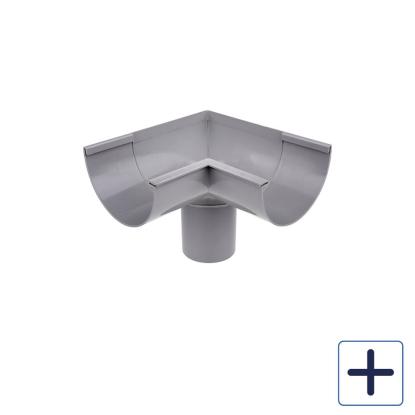 Plastmo indvendig gering med tud, PVC, grå, 90°