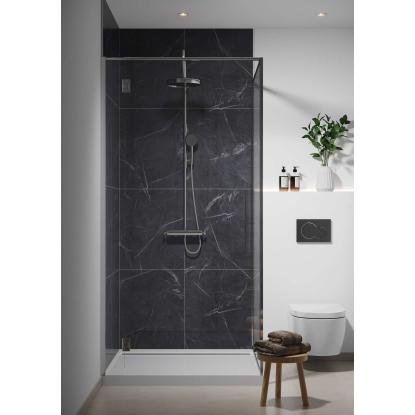 Fibo Stone vådrumspanel med 60 x 60 cm fliselook, 10 x 600 x 2400 mm, black marble silk
