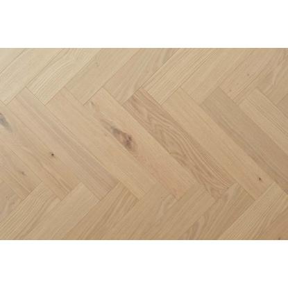 Moland Super Eg Herringbone Design Brisbane White Oak plankegulv, venstre stav, hvid matlak