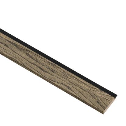 I-Wood afslutningsliste til 4-lamel akustikpanel, sort olieret, sort filt og lys kerne, egefiner, 16 x 67 mm