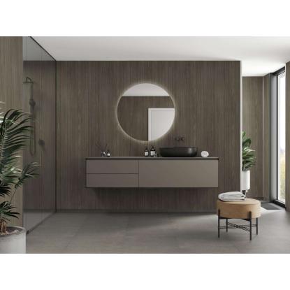 Fibo Wood vådrumspanel med 5 x 240 cm fliselook, 10 x 600 x 2400 mm, dark wood
