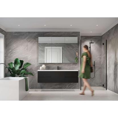 Fibo Stone vådrumspanel med 60 x 60 cm fliselook, 10 x 600 x 2400 mm, grey stone extreme matt