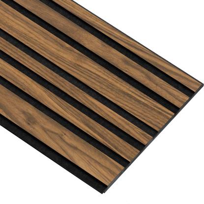 I-Wood Basic Mixed akustikpanel, klar olieret, sort filt og sort kerne, valnøddefiner, 17 x 300 mm 