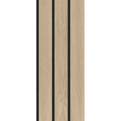 I-Wood Basic 3-lamel akustikpanel, hvid olieret, sort filt og lys kerne, egefiner, 16 x 300 mm 
