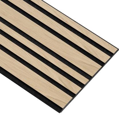 I-Wood Medio+ Mixed akustikpanel, hvid olieret, sort filt og sort kerne, egefiner, 17 x 300 mm